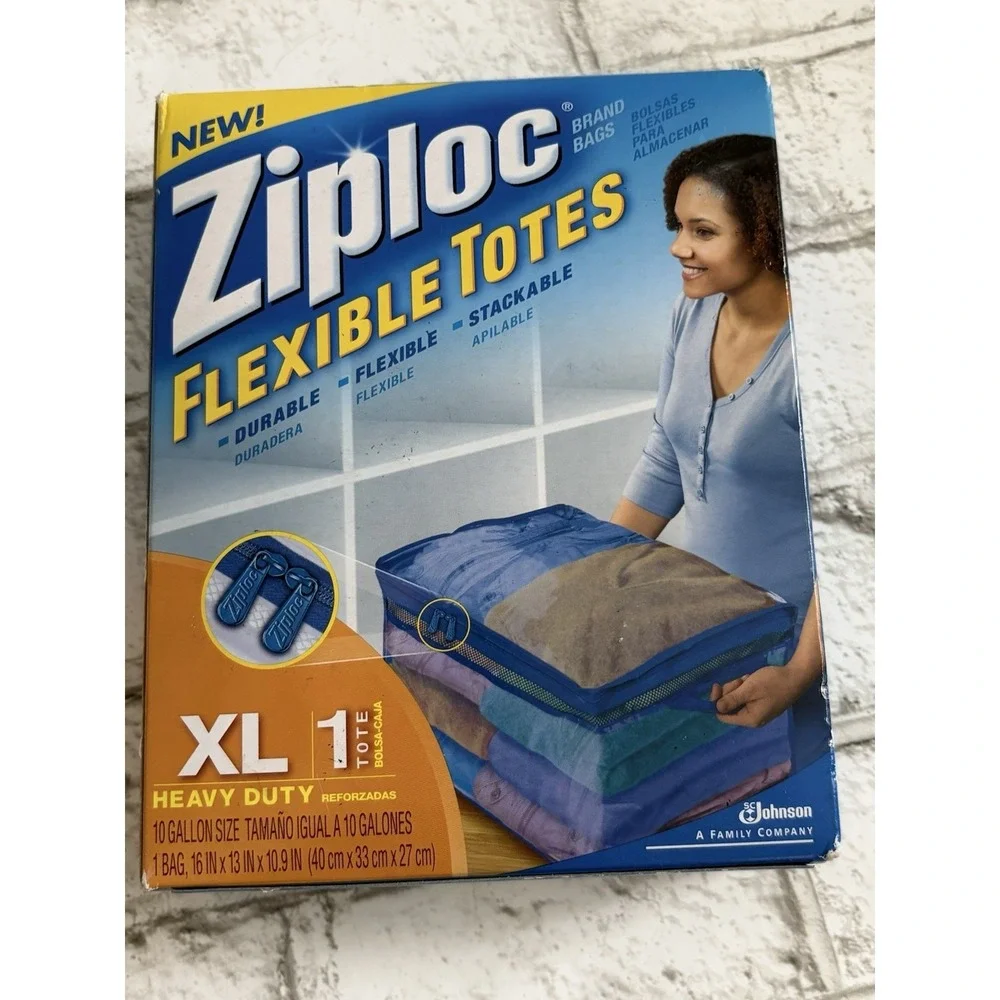 NEW Ziploc X-Large Flexible Storage Tote 10 Gallon Clear Plastic Rare